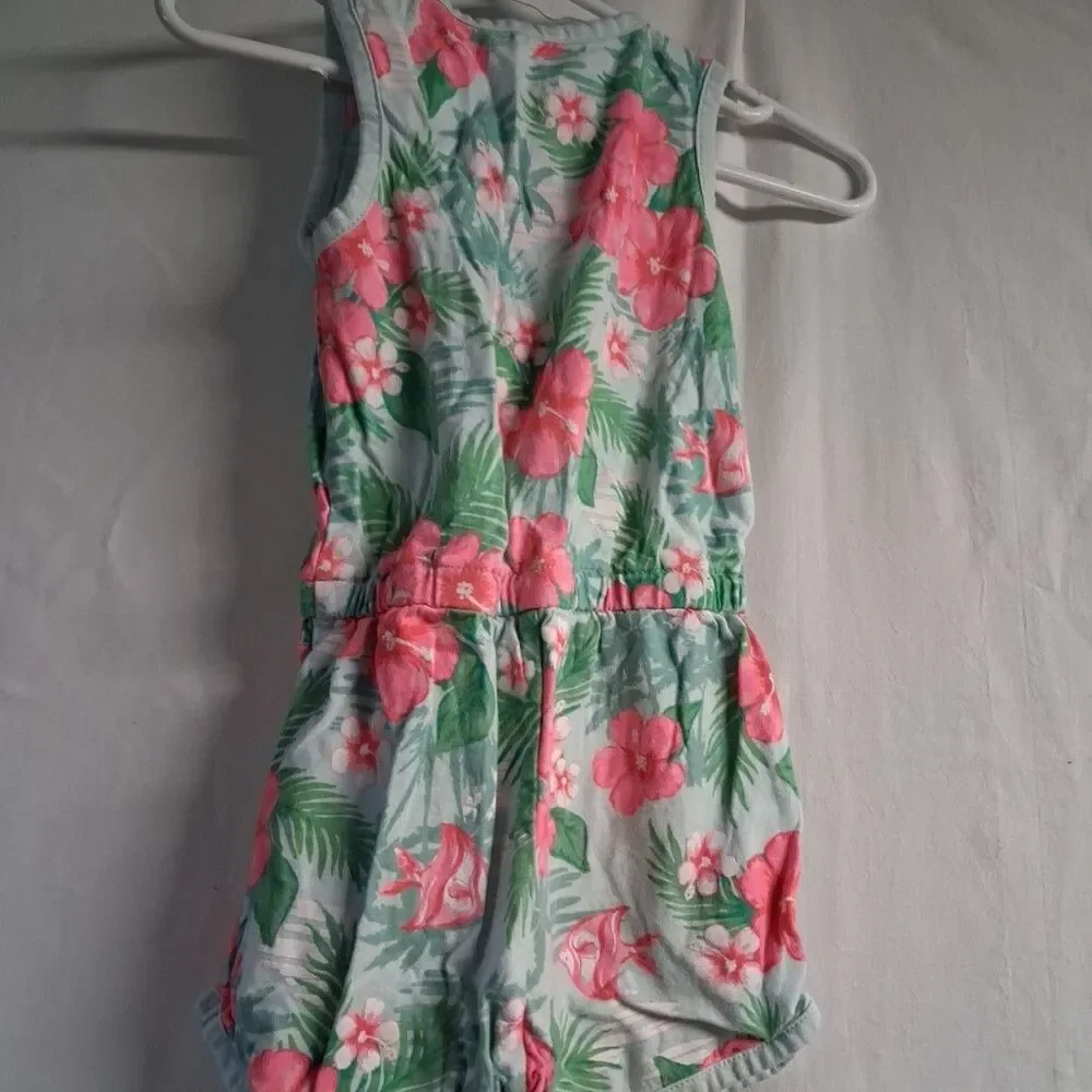 Baby Girl New Carter's 12 Month Blue Floral Romper Outfit - Picture 4 of 5